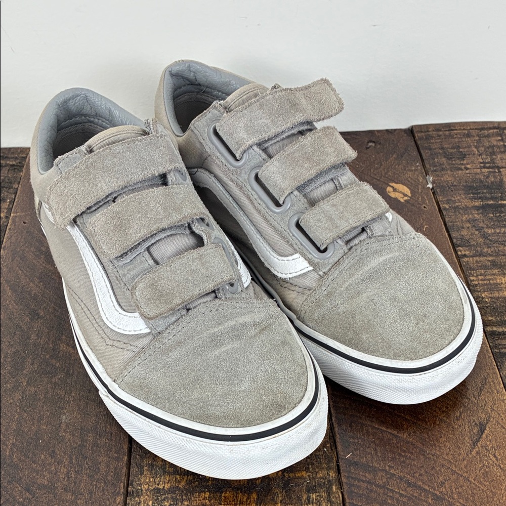 Vans Men’s 5.5/Women’s 7 Gray Velcro Sneakers Old Skool Triple Hook Loop